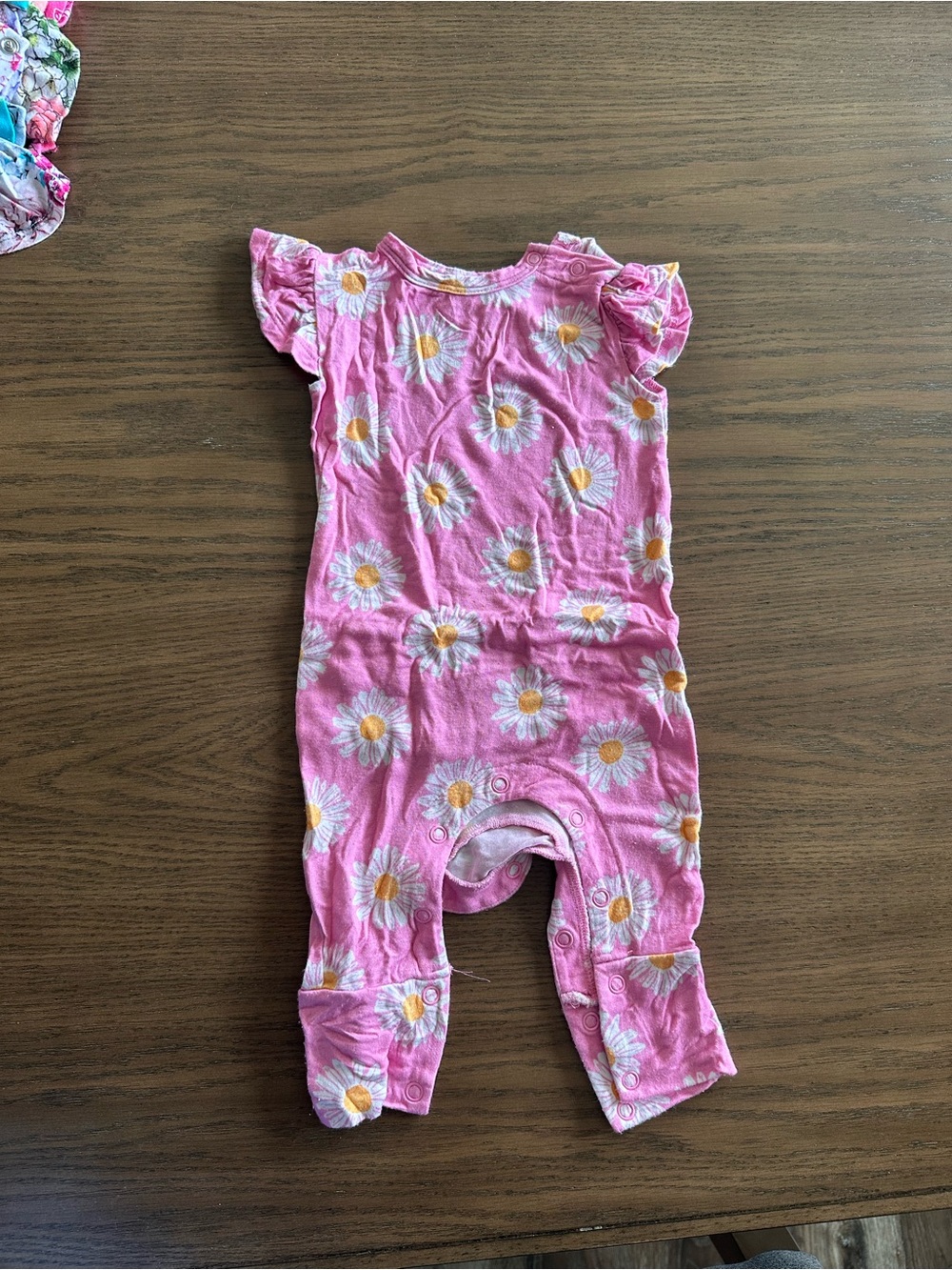 Posh Peanut Pink Daisy Print One-Piece Romper